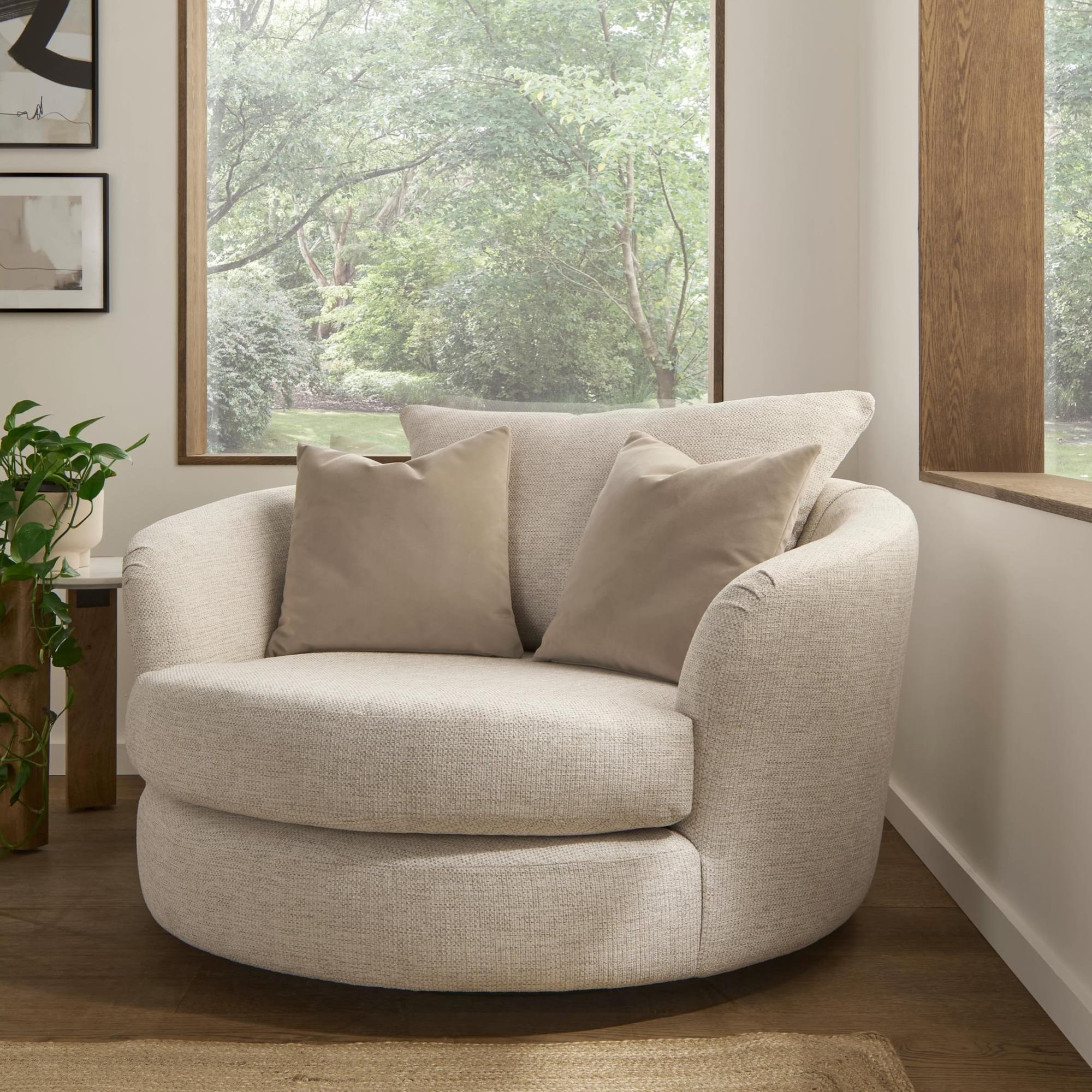 Fama Curved Loveseat Cuddle Couch Charlie Cuddler Swivel Chair