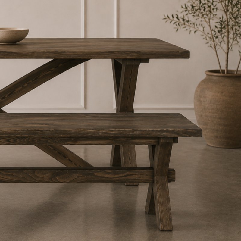 KEENS Kustom - Ancona Bench with X Legs in Wood KEENS Kustom - Ancona Bench with X Legs in Wood