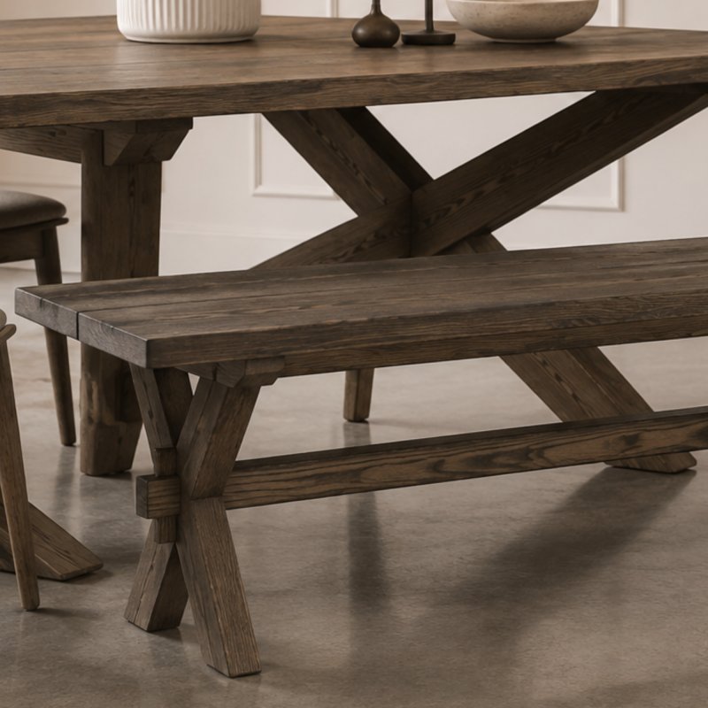 KEENS Kustom - Ancona Bench with X Legs in Wood KEENS Kustom - Ancona Bench with X Legs in Wood