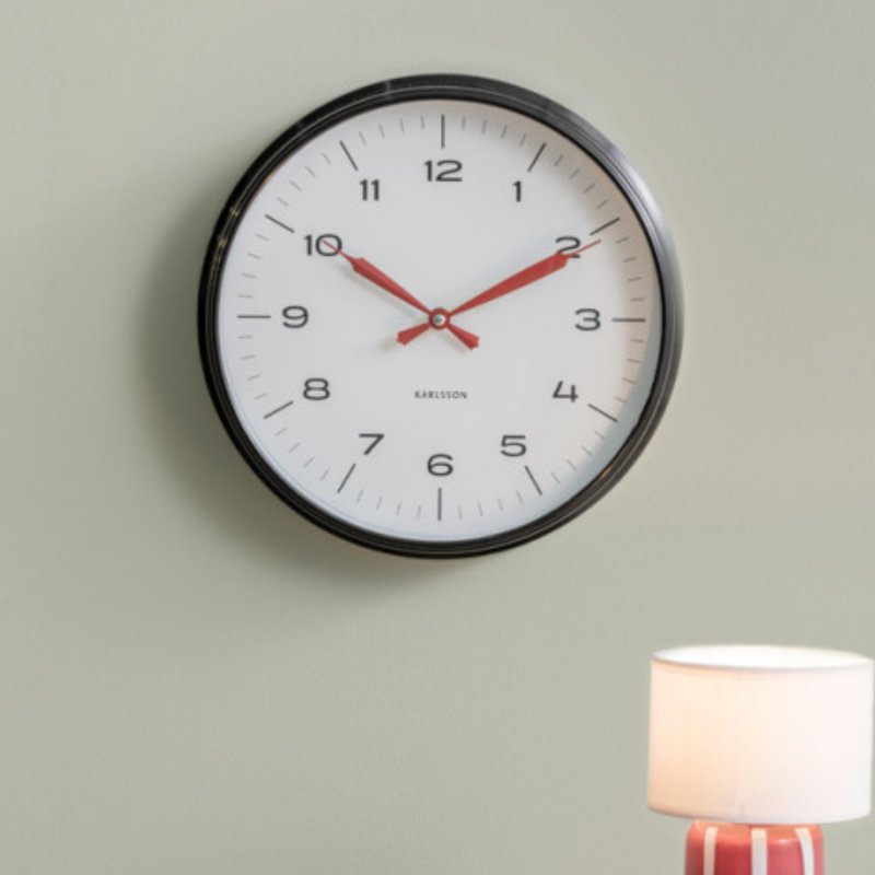 Wall Clock Modern Factory - Jungle Black with Bright Red Wall Clock Modern Factory - Jungle Black with Bright Red