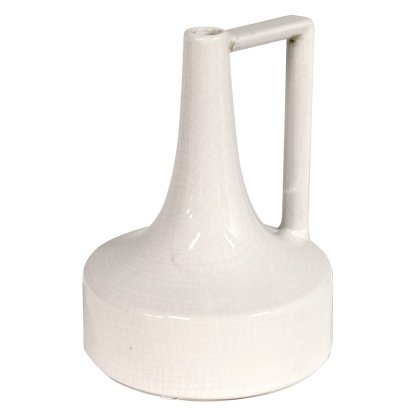 Small White Crackle Effect Jug Vase with Handle Small White Crackle Effect Jug Vase with Handle