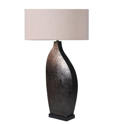 Curved Bronze Effect - Table Lamp with Linen Shade Curved Bronze Effect - Table Lamp with Linen Shade