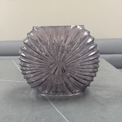 Round Ribbed Glass Vase Round Ribbed Glass Vase