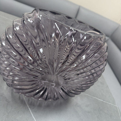Round Ribbed Glass Vase