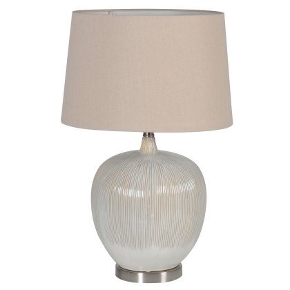 Neutral Rounded Table Lamp with Linen Shade Neutral Rounded Table Lamp with Linen Shade