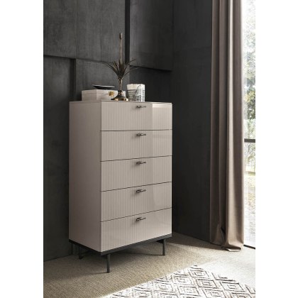 Claire Bedroom - 5 Drawer Tall Chest Pearl Line