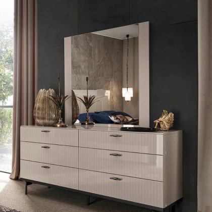 Claire Bedroom - 6 Drawer Wide Chest Pearl Line