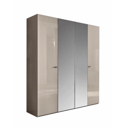 Claire Bedroom - Wardrobe 4 Door - 2 Wooden Doors + 2 Mirror Doors Claire Bedroom - Wardrobe 4 Door - 2 Wooden Doors + 2 Mirror Doors