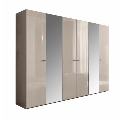Claire Bedroom - Wardrobe 6 Door - 4 Wooden Doors + 2 Mirror Doors Claire Bedroom - Wardrobe 6 Door - 4 Wooden Doors + 2 Mirror Doors