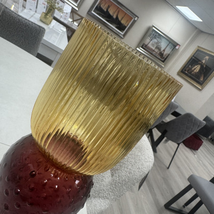 Marvelous - Ribbed Yellow Purple Vase
