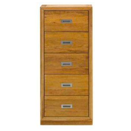 Nevada Oak - Tallboy Narrow 5 Drawer Chest