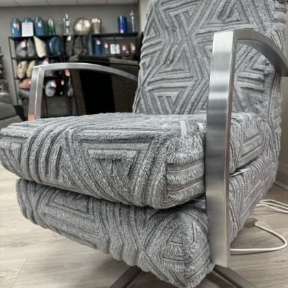 Alstons - Oslo Swivel Chair - Silver Shard Velvet Fabric