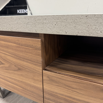 Urban - TV Unit - Concrete Look Top with Walnut Veneer Drawers