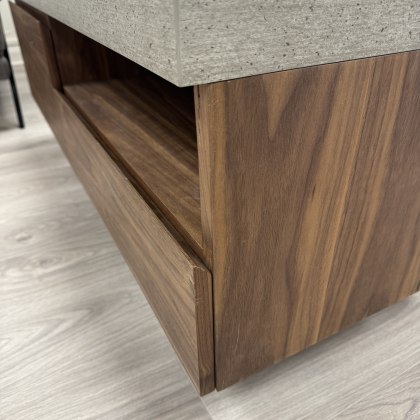 Urban - TV Unit - Concrete Look Top with Walnut Veneer Drawers