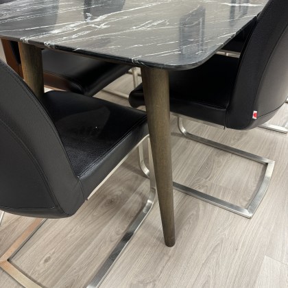 G Plan - Dalston - Black Marble Dining Table with Wood Legs