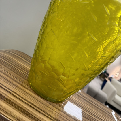 Designer Vase - Hammered Design Yellow Glass