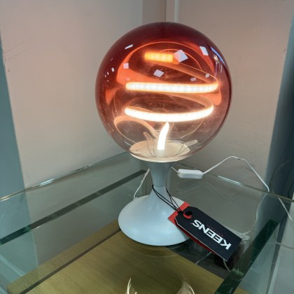 Spiral - Red Globe Table Lamp on White Base