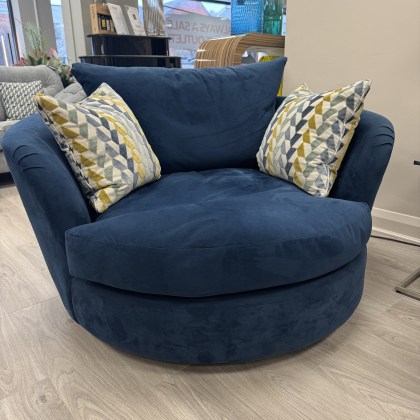 Charlie - Swivel Cuddler Chair in Navy Velvet