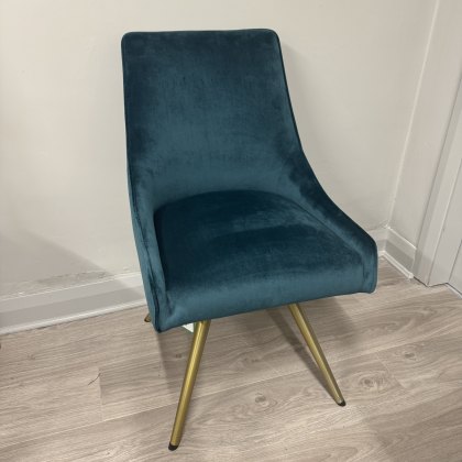 Amy Teal - Velvet Chair with Brass Legs