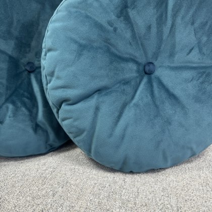 Alexander & James - Set of 2 - Round Cushions - Teal Velvet Fabric