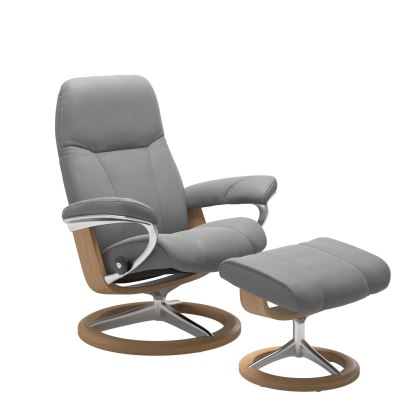 Quickship Stressless Consul - Chair & Stool With Signature Base Quickship Stressless Consul - Chair & Stool With Signature Base