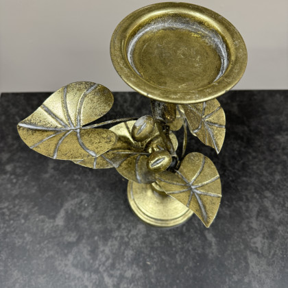 Small Gold Leaf Candle Holder