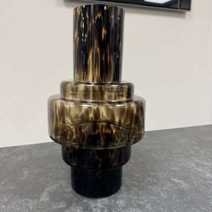 Animal Print - Amber & Black Stepped Glass Vase