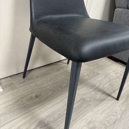 Set of 2 Calligaris Etoile - Black Leather Dining Chairs