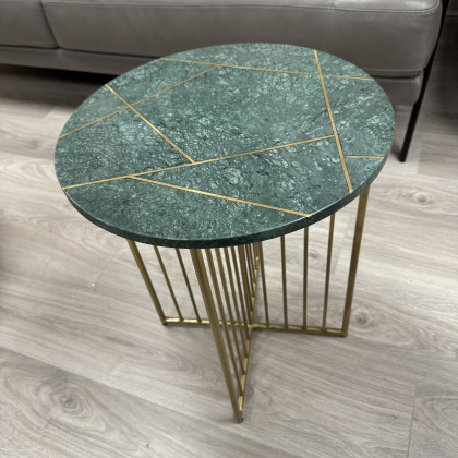 Green Marble and Brass Side Table