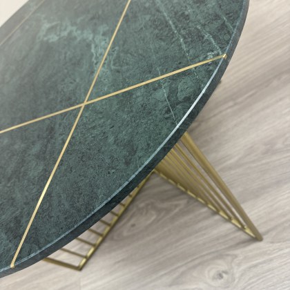 Green Marble and Brass Coffee Table