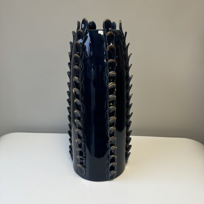 Blue & Gold Tipped Ceramic Vase