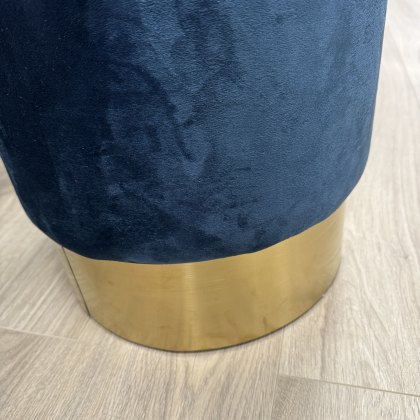 Blue Velvet & Brass Stool