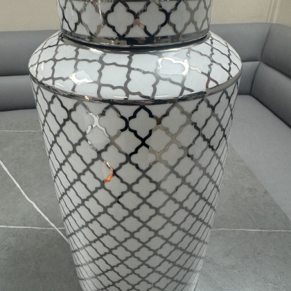 Renne - White & Chrome Decorative Jar