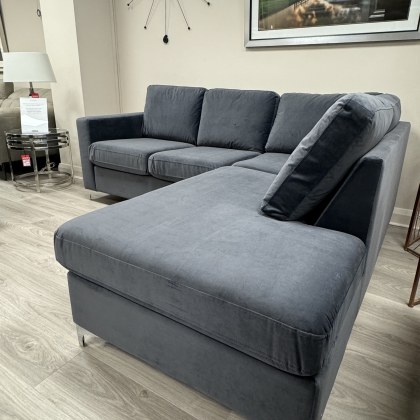 Delta Corner Sofa - RHF in Anthracite Velvet