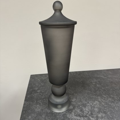 Tall Grey Frosted Jar with Lid