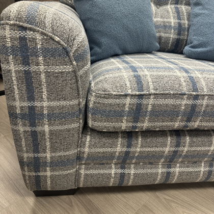 Alstons Cuba - Cuddler Sofa with Blue Plaid Fabric