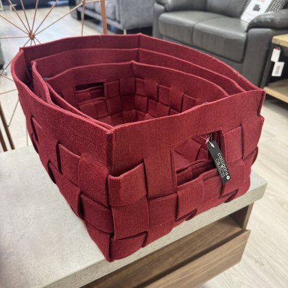 Calligaris Set of 3 - Red Woven Baskets