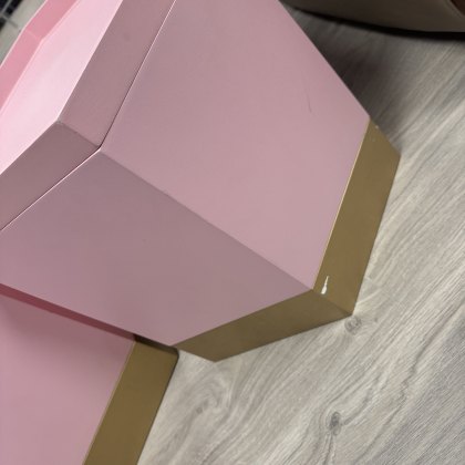 Set of 2 Hexagon - Pink Tables with Storage