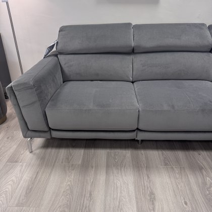 Natuzzi Editions - Atlas - RHF Fabric Corner in Grey Velvet with Power Recliner