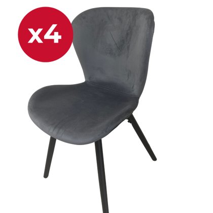 Set of 4 Batilda - Grey Velvet Dining Chairs Set of 4 Batilda - Grey Velvet Dining Chairs