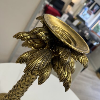 Palm Tree Candle Holder - Gold Finish