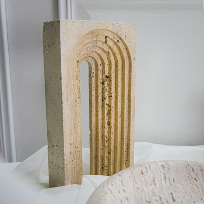 Alani - Art Sculpture in Solid Travertine Stone Alani - Art Sculpture in Solid Travertine Stone