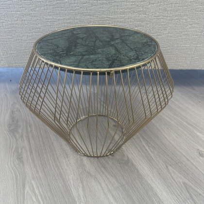 Green Marble and Gold cage Side Table Green Marble and Gold cage Side Table