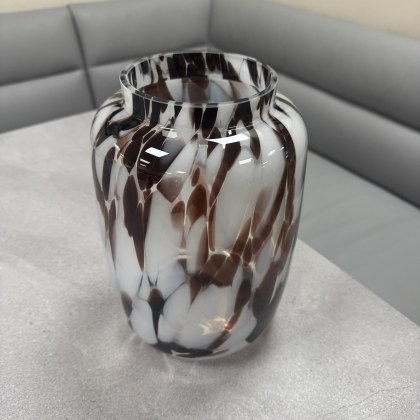 Small White Mottled Glass Vase