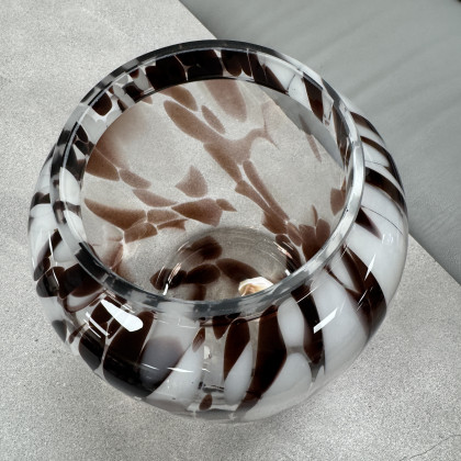 Small White Mottled Glass Vase