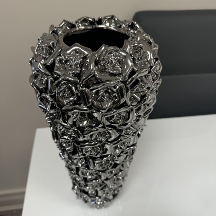 Chrome Roses - Medium Vase