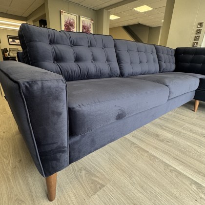 Tivoli RHF Cornersofa in Navy Velvet Fabric
