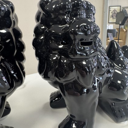 Pair of Glazed Ceramic Foo Dogs
