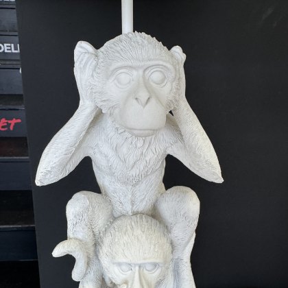White Monkey No Evil Stacked Lamp