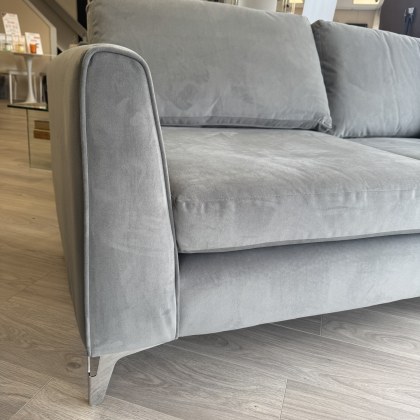 Elliott Large Sofa - Grey Velvet Fabric